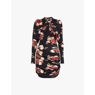 Magda Butrym Cutout Floral-print Stretch-jersey Mini Dress In Black