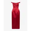 Magda Butrym Shoulder Neckline Fitted Midi Dress In Burgundy