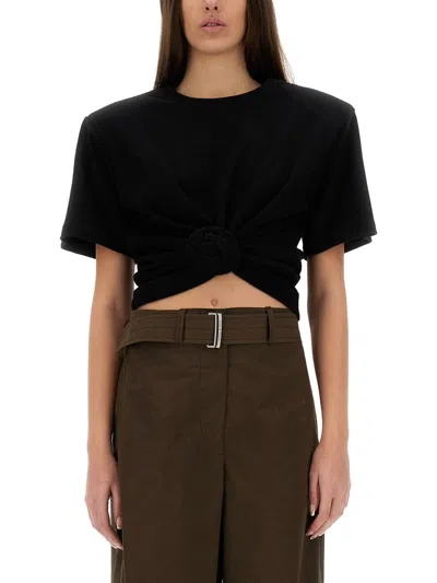 Magda Butrym Womens Knotted T-shirt With Shoulder Pads In Multi