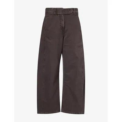 Magda Butrym Womens  Belted Barrel-leg Denim Jeans In Brown