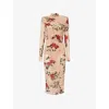 Magda Butrym Floral-print Midi Dress In Beige Print