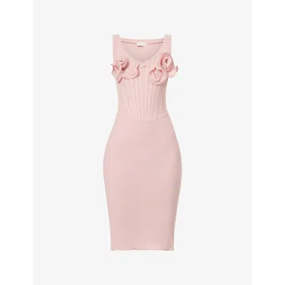 Magda Butrym Pink Floral Bustier Midi Dress
