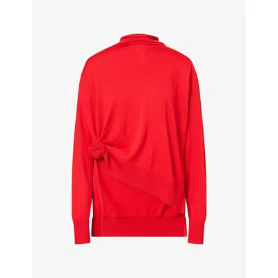 Magda Butrym Womens Red Floral-trim Wool Jumper In Multi