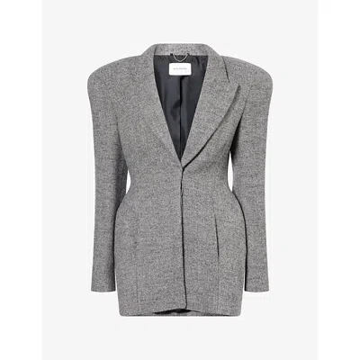 Magda Butrym Womens Single-breasted Structured Wool-blend Blazer Grey In Gray