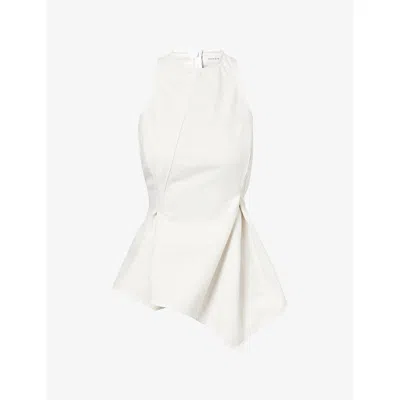 Magda Butrym Womens Sleeveless Peplum Denim Top Cream