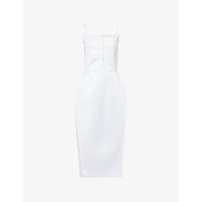 Magda Butrym Womens White Sleeveless Button-front Cotton Midi Dress