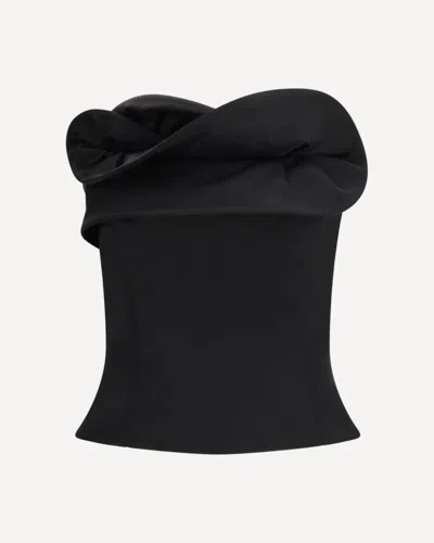 MAGDA BUTRYM WOOL AND SILK CORSET TOP WITH SCULPTURAL NECKLINE
