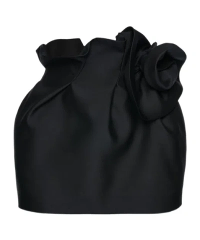 Magda Butrym Wool And Silk Flower-detail Mini Skirt In Black