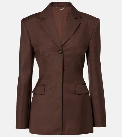 Magda Butrym Wool Blazer In Brown