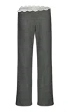 Magda Butrym Wool-blend Lace-trimmed Trousers In Gray