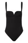 Magda Butrym Wool Bodysuit With Adjustable Straps And Open Back In Black