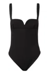Magda Butrym Wool Bodysuit With Adjustable Straps And Open Back In Black