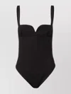 Magda Butrym Wool Bodysuit With Adjustable Straps And Open Back In Black