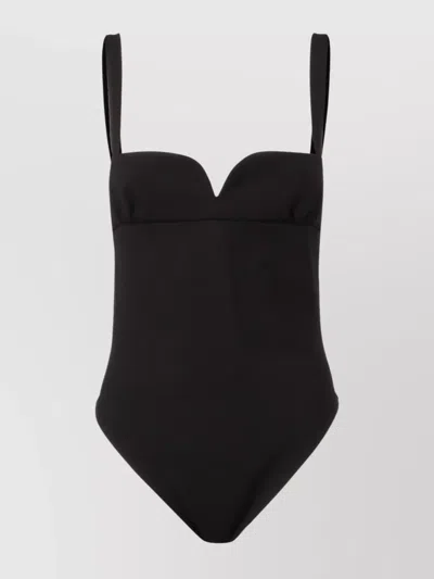 Magda Butrym Wool Bodysuit With Adjustable Straps And Open Back In Black