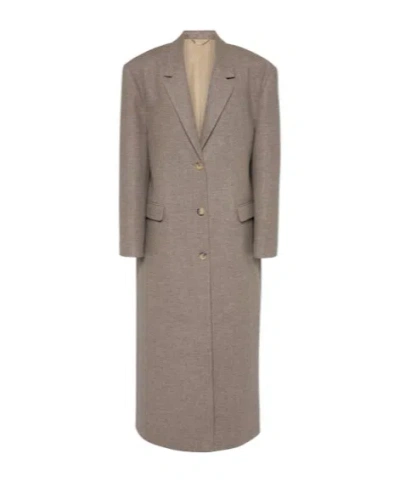 Magda Butrym Wool Cashmere And Silk Coat In Brown