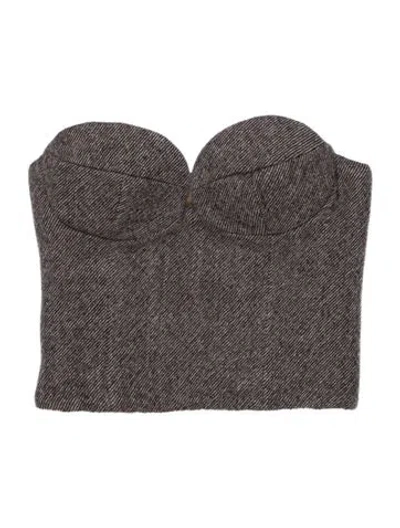 Pre-owned Magda Butrym Wool Crew Neck Top In Gray