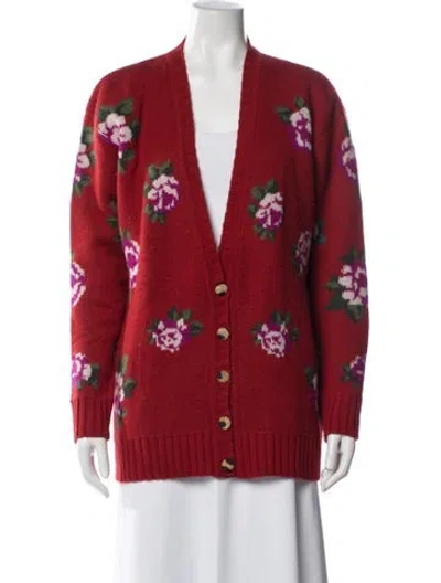 Pre-owned Magda Butrym Wool Floral Print Sweater In Multi