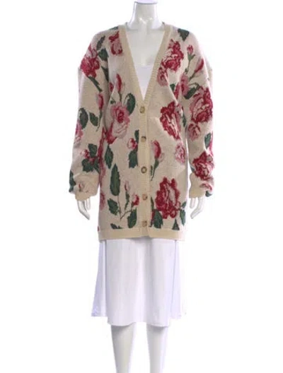 Pre-owned Magda Butrym Wool Floral Print Sweater In Neutral