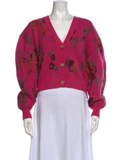 Pre-owned Magda Butrym Wool Floral Print Sweater In Pink