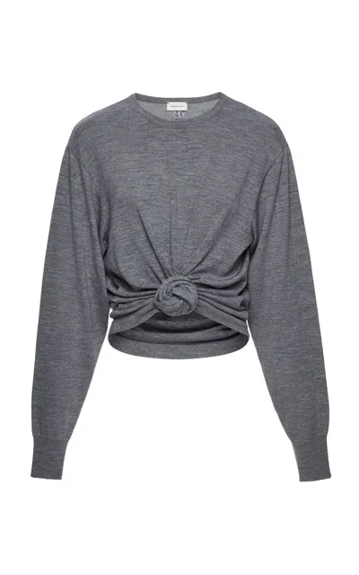 Magda Butrym Wool Front Tie Sweater In Gray