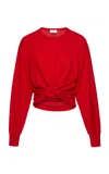 Magda Butrym Wool Front Tie Sweater In Red