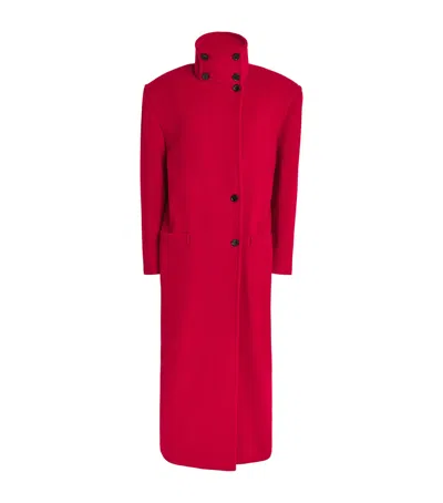 Magda Butrym Wool High-neck Coat In Red