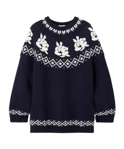 Magda Butrym Wool Intarsia Knit Sweater In Blue