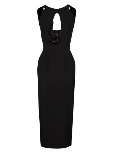 MAGDA BUTRYM WOOL MIDI DRESS WITH KEYHOLE OPENING, BLACK