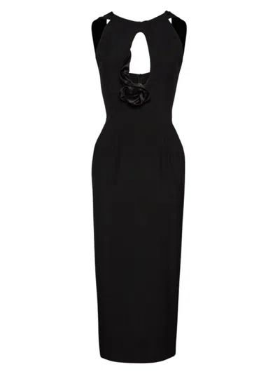 Magda Butrym Wool Midi Dress With Keyhole Opening In Black