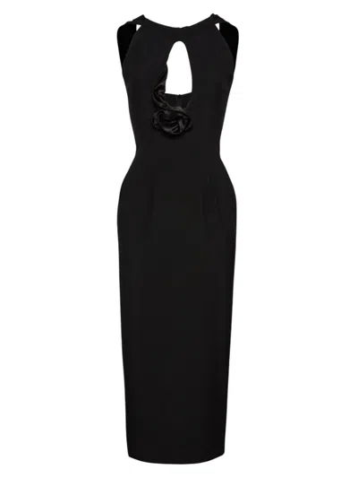 MAGDA BUTRYM WOOL MIDI DRESS WITH KEYHOLE OPENING, BLACK