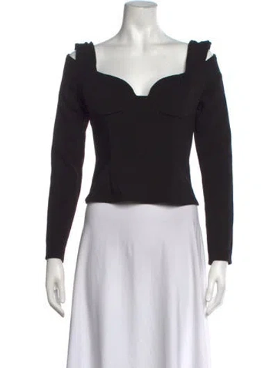 Pre-owned Magda Butrym Wool Off-the-shoulder Top In Black