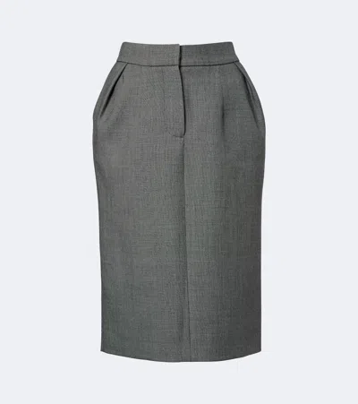 Magda Butrym Tailored Midi Skirt With Structured Waistband And Subtle Pleat In Gray