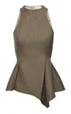 Magda Butrym Wool Peplum Top In Neutral