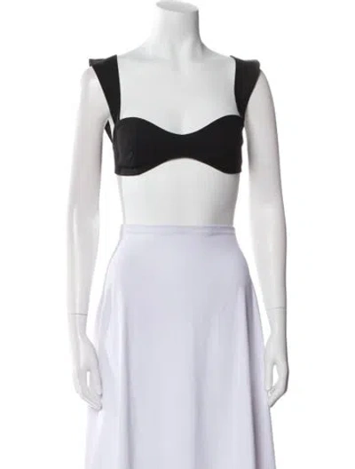 Pre-owned Magda Butrym Wool Square Neckline Crop Top In Black