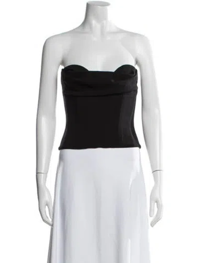 Pre-owned Magda Butrym Wool Strapless Top In Black