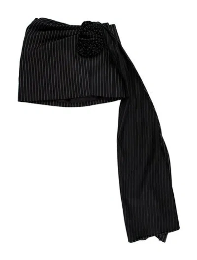 Pre-owned Magda Butrym Wool Striped Top In Black