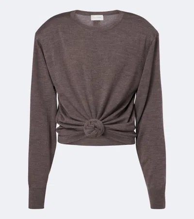 Magda Butrym Knot-detail Structured-shoulder Sweater In Multi