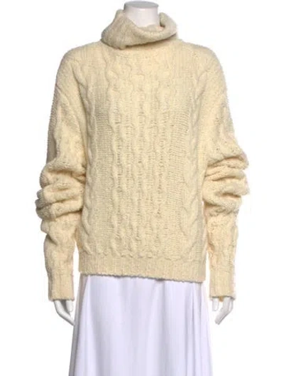 Pre-owned Magda Butrym Wool Turtleneck Sweater In Neutral