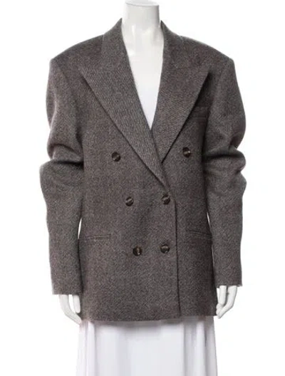 Pre-owned Magda Butrym Wool Tweed Pattern Blazer In Gray