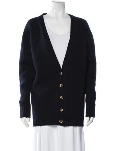 Pre-owned Magda Butrym Wool V-neck Sweater In Blue