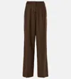 Magda Butrym Women's Wide Stretch Wool Trousers For Comfortable Fit In Brown