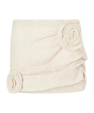 Magda Butrym Embellished Textured Woven Mini Skirt In Neutral