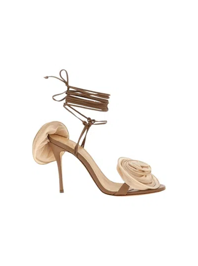 Magda Butrym Wrap Around Double Flower Sandals Nude In Neutrals