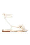 Magda Butrym Wrap Around Flat Flower Sandal In Cream