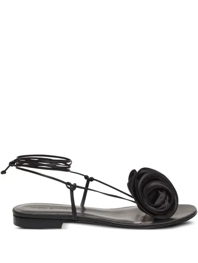 Magda Butrym Floral Embellished Flat Sandals In Black