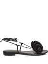 Magda Butrym Wrap Around Flat Flower Sandals In Black