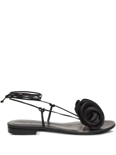 Magda Butrym Floral Embellished Flat Sandals In Black
