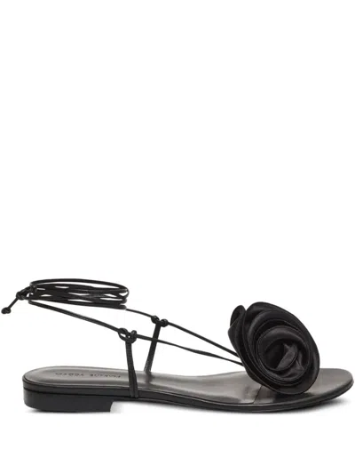 Magda Butrym Floral Embellished Flat Sandals In Black