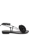 Magda Butrym Wrap Around Flat Flower Sandals In Black