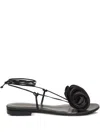 Magda Butrym Wrap Around Flat Flower Sandals In Black